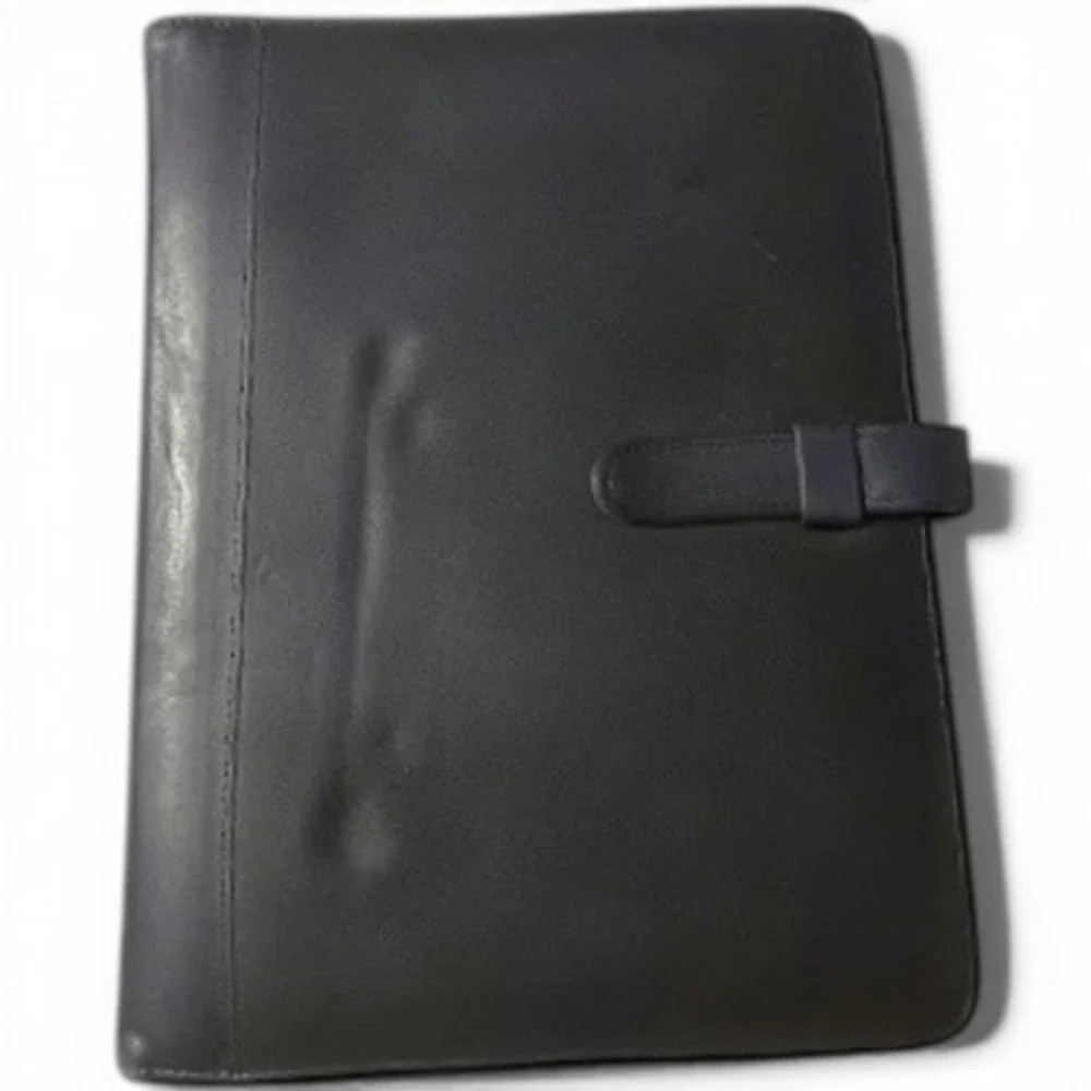 Coach Vintage Black Leather 3 Ring Binder Planner Organizer Address Book Journal